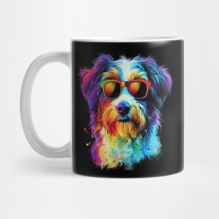 Colourful Cool Golden Doodle Dog with Sunglasses Mug